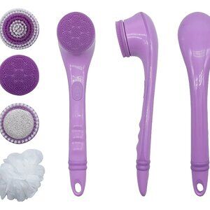 Blushly Cleansing & Exfoliating Solid Body Brush w/4 Heads - Purple a637024